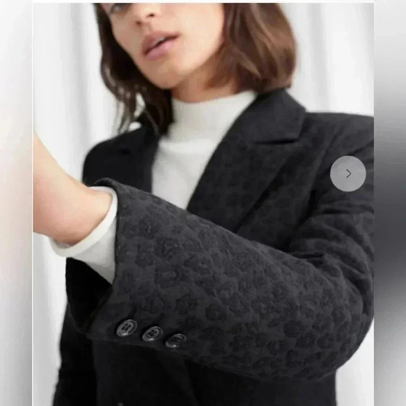 & OTHER STORIES Metallic Leopard Double Breasted Blazer - Size US 2 - Picture 3 of 9